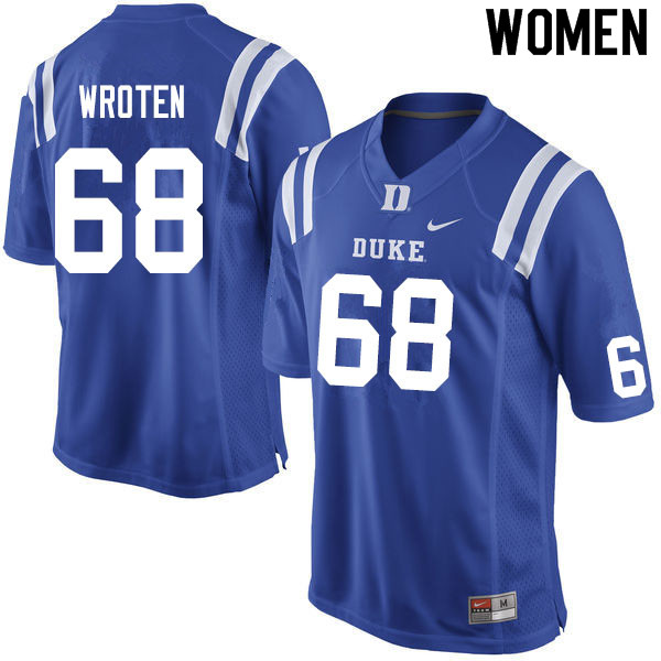 Women #68 Elijah Wroten Duke Blue Devils College Football Jerseys Sale-Blue